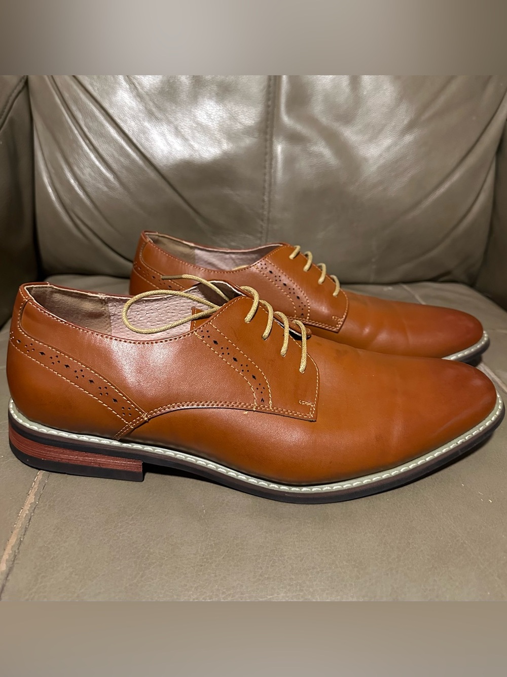 Bruno Marc Men’s Prince Classic Oxford Wingtip Dress Shoes Brown Size 12 WIDE